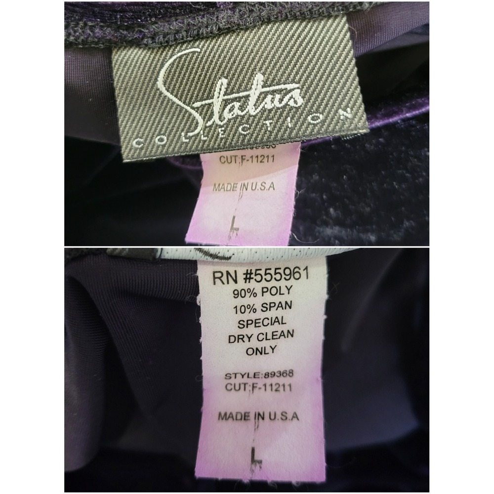Status Collection Maxi Dress Purple Velvet Glitter Floral Slit Vintage Small - Picture 8 of 9
